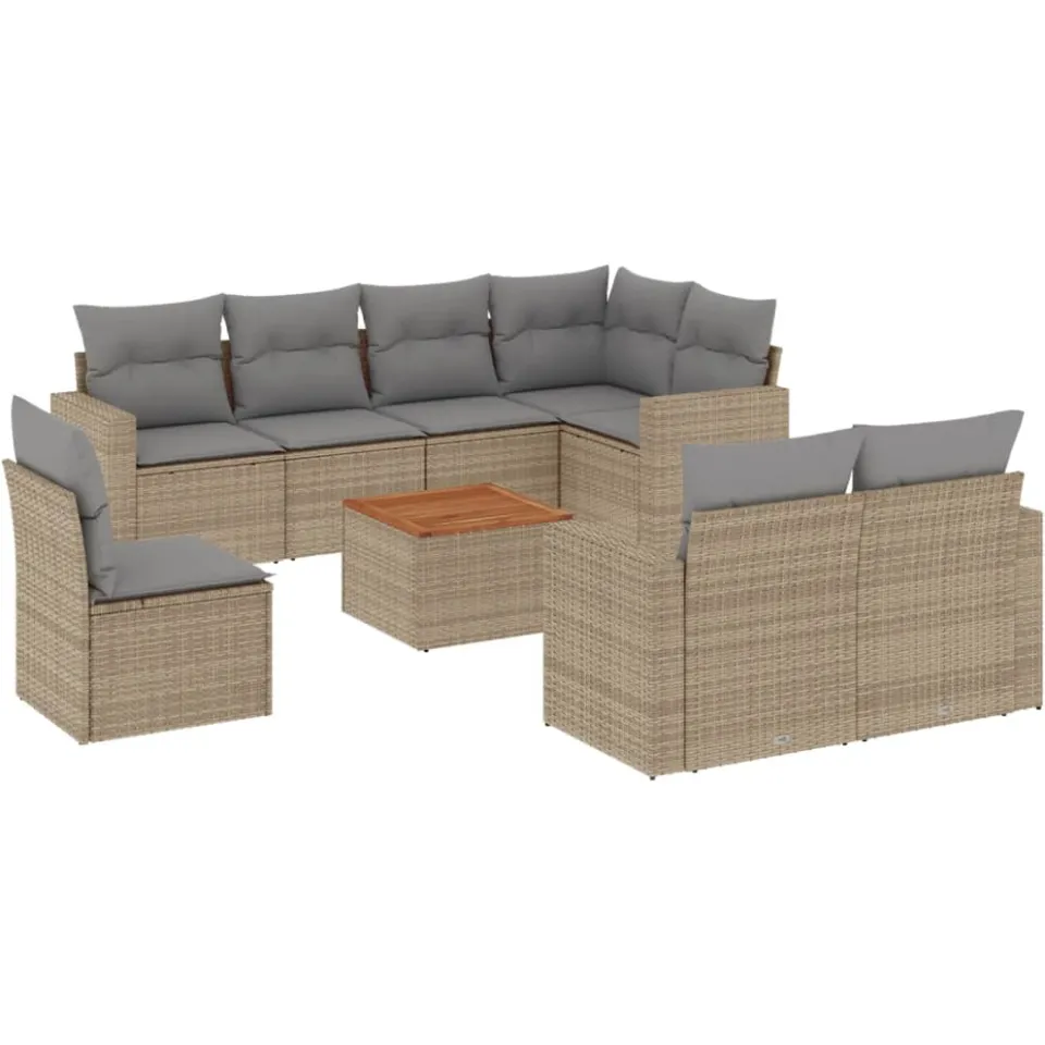 vidaXL Patio Sofa Set 9-zits Mix Beige en Lichtgrijs, foto 3