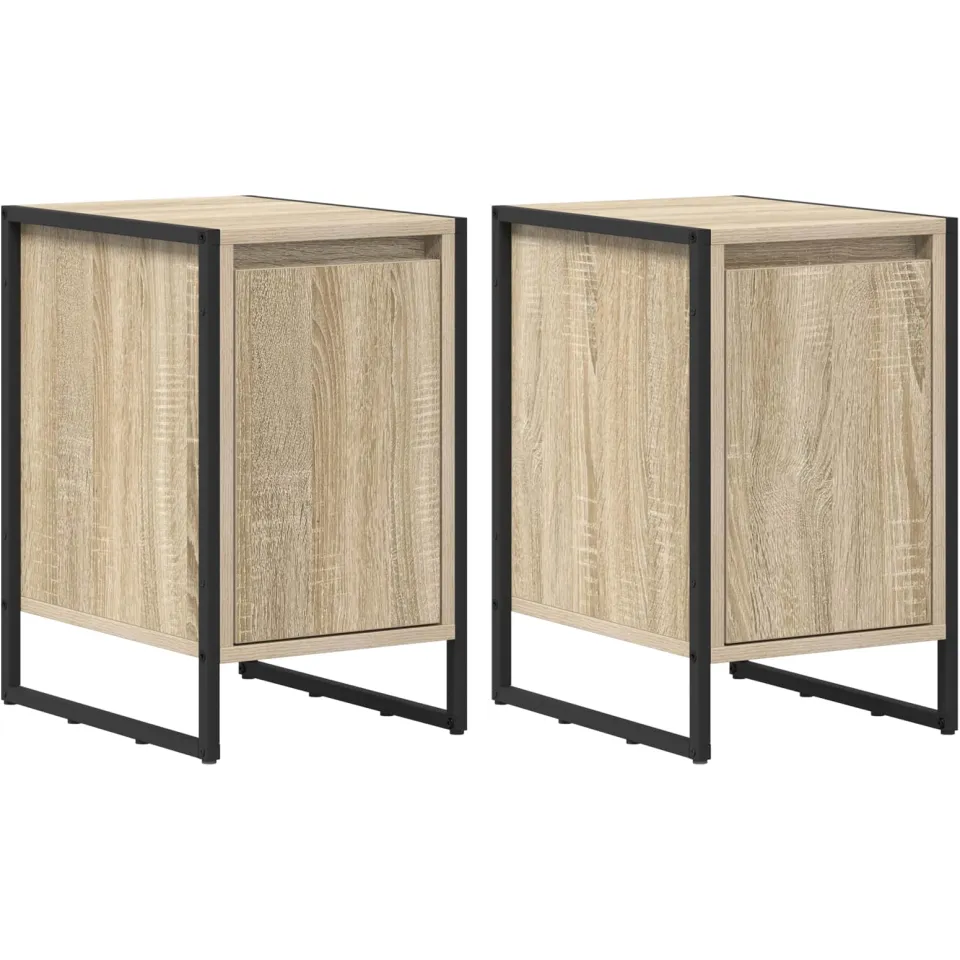 vidaXL Nachtkastje 2 st Sonoma Eiken 39,5 x 30 x 50 cm Bewerkt hout, foto 3