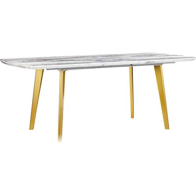 Beliani MOSBY - Uitschuifbare eettafel - Wit/Goud - 90 x 160/200 cm - MDF