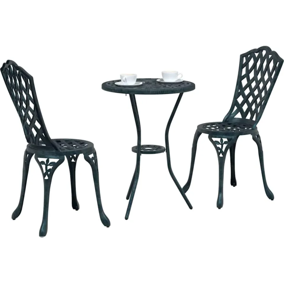 vidaXL Tuin Bistro Set 3 st Groen Aluminium
