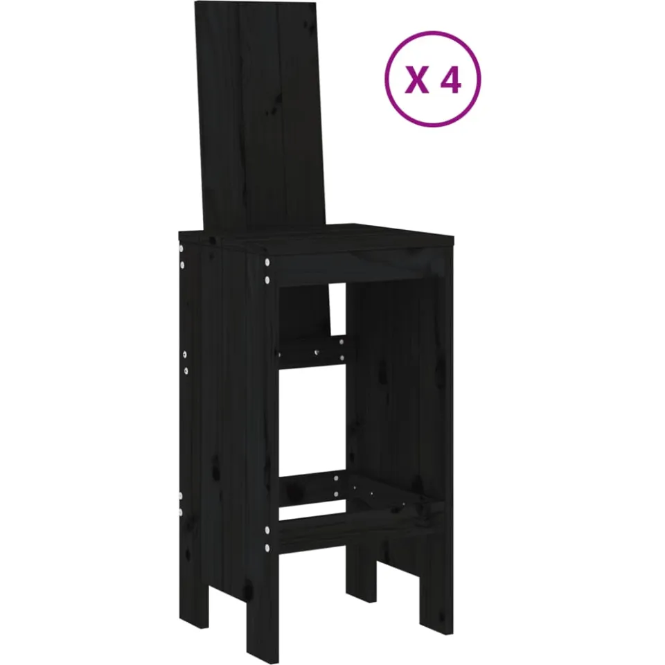 vidaXL 5-delige Barset massief grenenhout zwart, foto 3