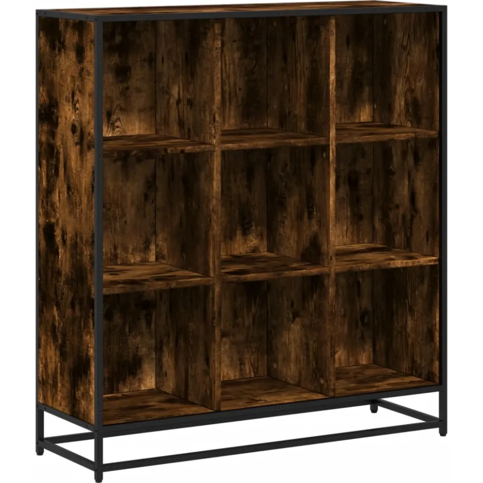 vidaXL Boekenkast 97,5x33x107,5 cm hout en metaal gerookt eikenkleurig, foto 3