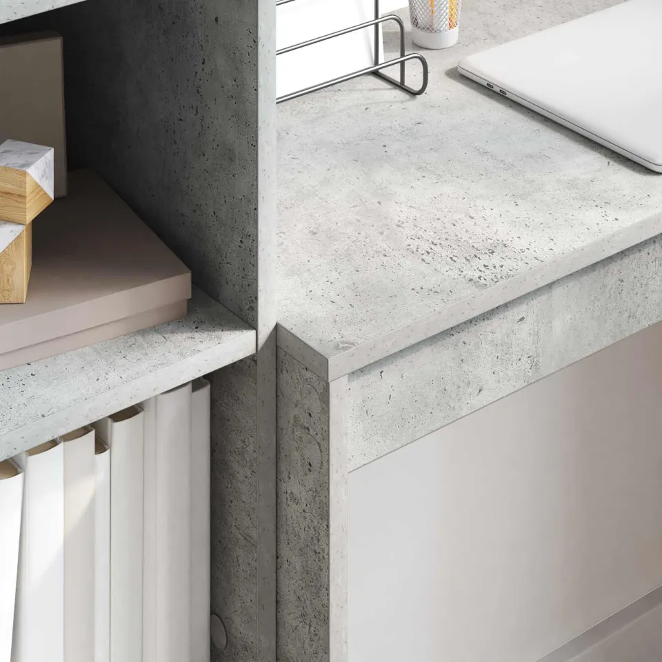 vidaXL Bureau Beton Grijs 125,5 x 40 x 127 cm 2 st, foto 3