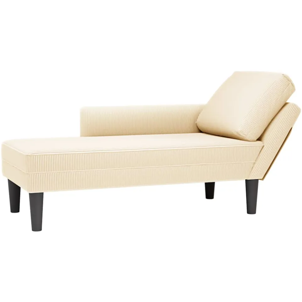 vidaXL Chaise longue met kussen corduroy stof crèmekleurig