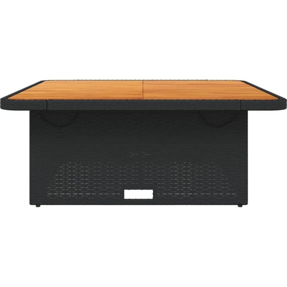 vidaXL Tuintafel 110x110x71 cm poly rattan en massief acaciahout zwart, foto 4