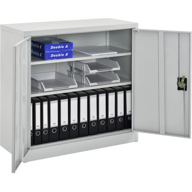 en.casa Kantoorkast Molise metaal met slot sleutels 90x40x90 cm - 3 varianten lichtgrijs