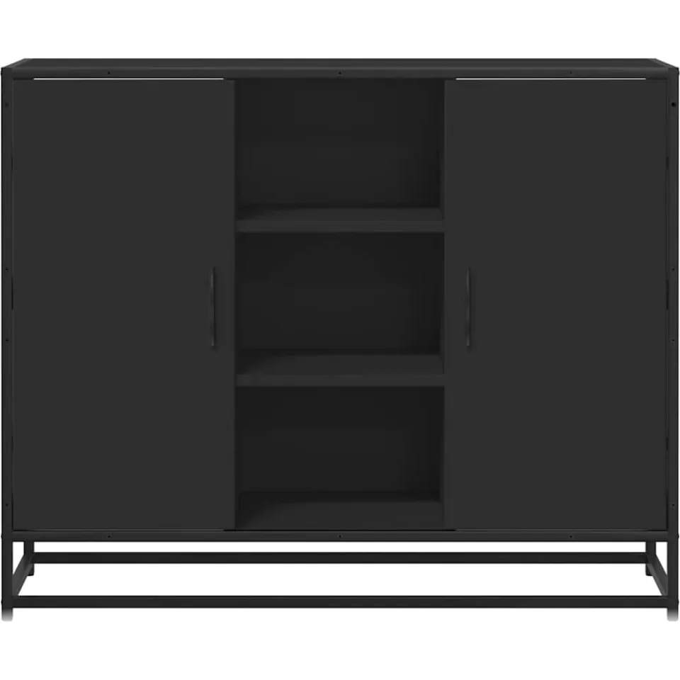 vidaXL Dressoir 92x35x76 cm bewerkt hout zwart, foto 4