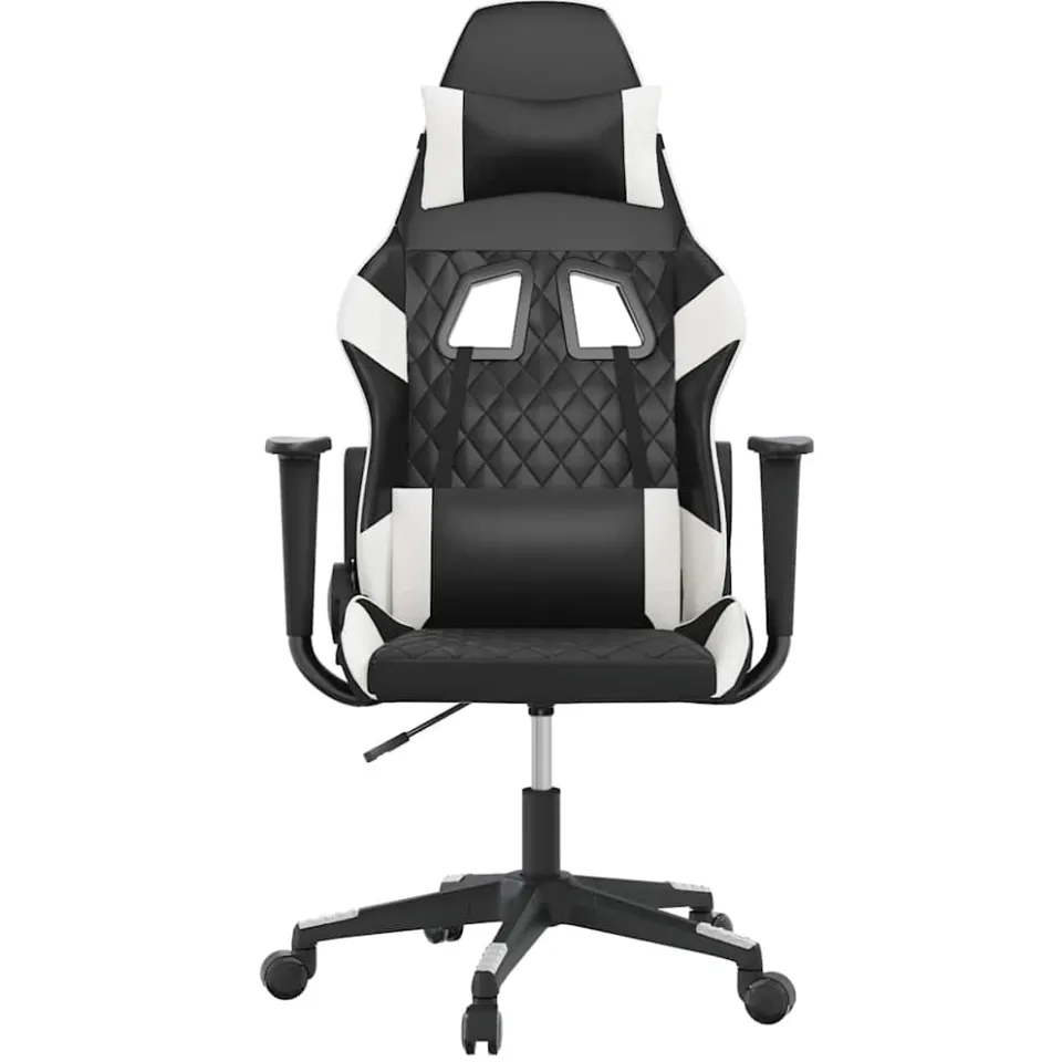 vidaXL Massage gamestoel kunstleer zwart en wit