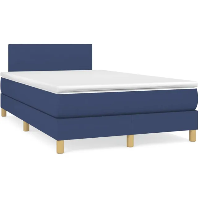 vidaXL Boxspring met matras en LED stof blauw 120x190 cm