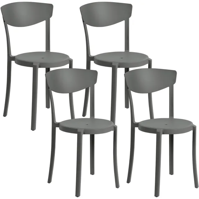 Beliani VIESTE - Tuinstoel set van 4 - Donkergrijs