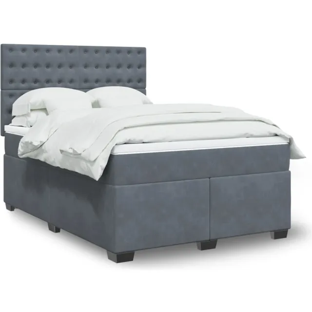 vidaXL Boxspring met matras fluweel donkergrijs 140x200 cm
