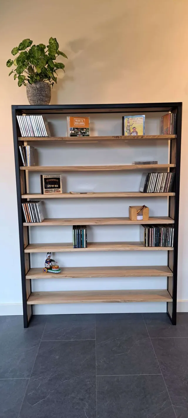NordXL Eikenhouten boekenkast/kast Amani met staal