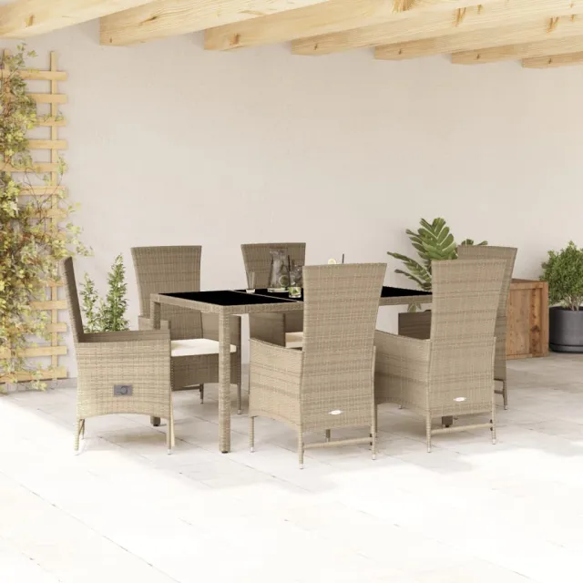 vidaXL 7-delige Tuinset met kussens poly rattan beige, foto 2