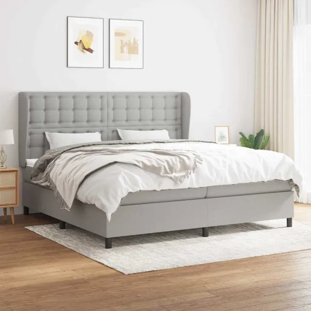 vidaXL Boxspring met matras stof lichtgrijs 200x200 cm grijs