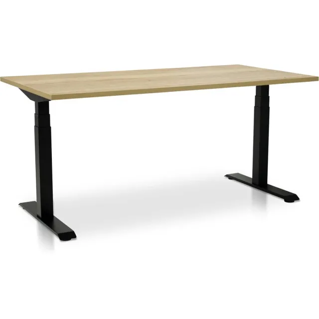 Multi Ratio Zit-sta bureau elektrisch verstelbaar - MRC PRO NEN-EN 527 | 180 x 80 cm | frame zwart - blad robuust eiken - met kabelmanagement | memory functie met USB | 150kg draagvermogen Zwart frame