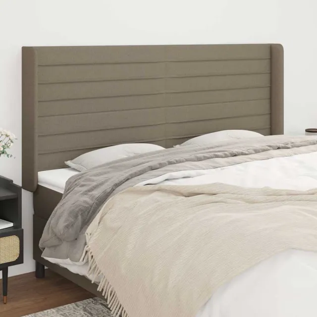 vidaXL Hoofdbord met randen 183x16x118/128 cm stof taupe