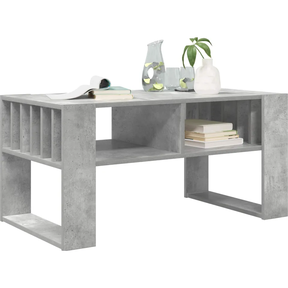 vidaXL Salontafel Beton Grijs 92 x 49,5 x 45 cm Bewerkt hout