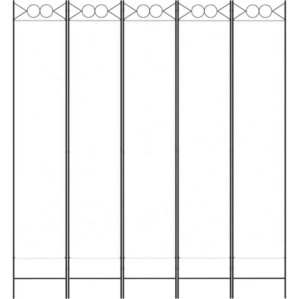 vidaXL Kamerscherm met 5 panelen 200x220 cm stof wit