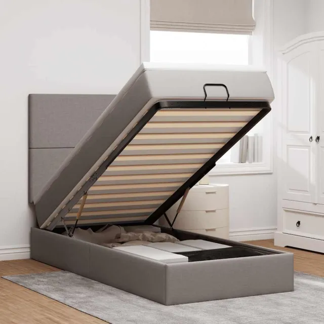 vidaXL Ottoman bed met matras 90x190cm stof taupe