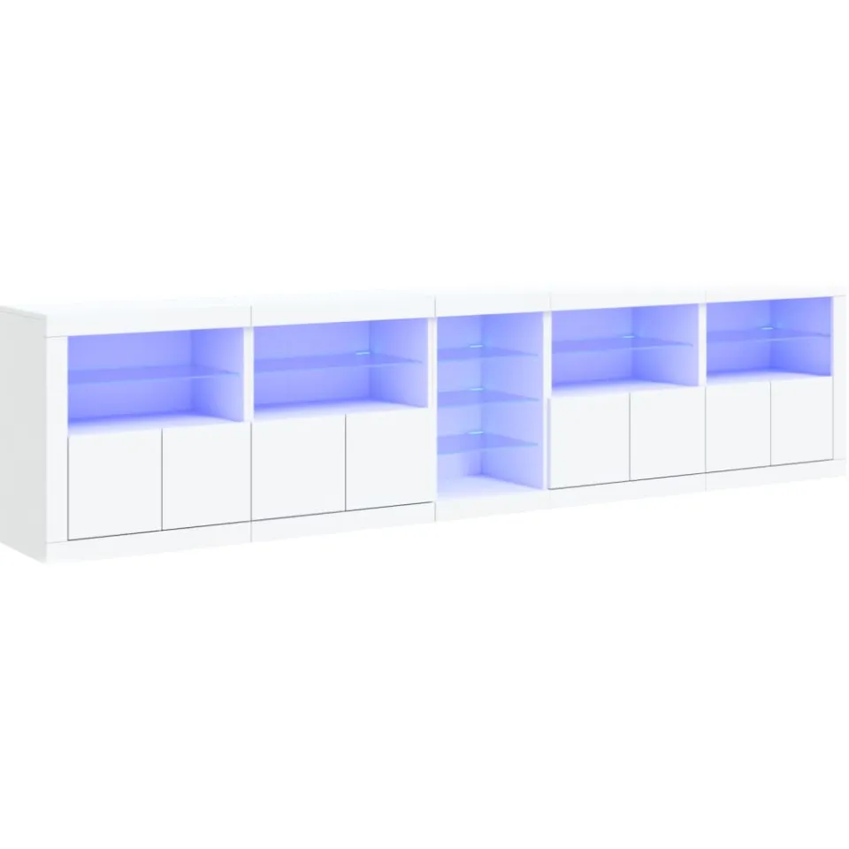 vidaXL Dressoir met LED-verlichting 283x37x67 cm wit, foto 3