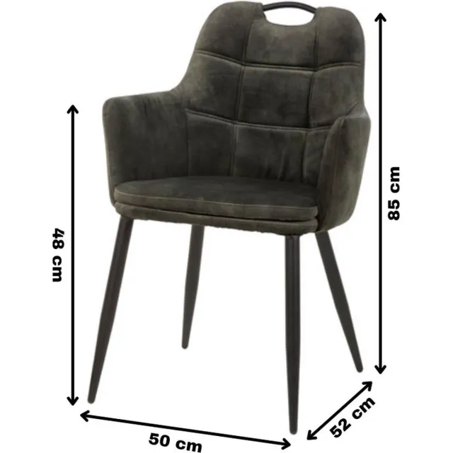 WAYS. Kunstleren eetkamerstoelen – Mosgroen – Uniek en modern design – Metalen poten – 6 stuks