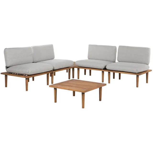 Beliani FRASCATI - Loungeset voor 4 - Lichtgrijs - Acaciahout