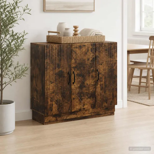 vidaXL Dressoir Gerookt eiken 89 x 34,5 x 77 cm Bewerkt hout Bruin