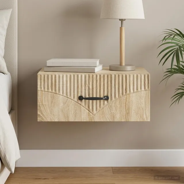 vidaXL Wandbeugel Bedkast Sonoma Eiken 49 x 34,5 x 20 cm Bewerkt hout, foto 2