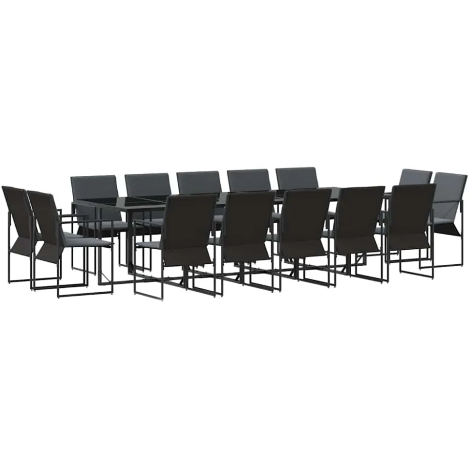 vidaXL Tuin eettafelset 15 st Zwart Staal