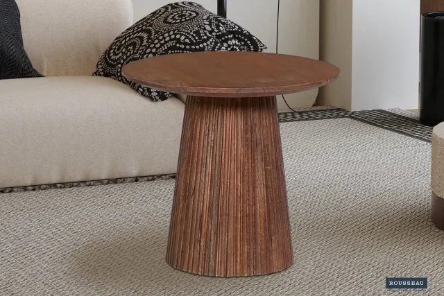 Rousseau Salontafel / Bijzettafel 'Miguel' 50 cm Rond Mango Hout Lichtbruin bruin