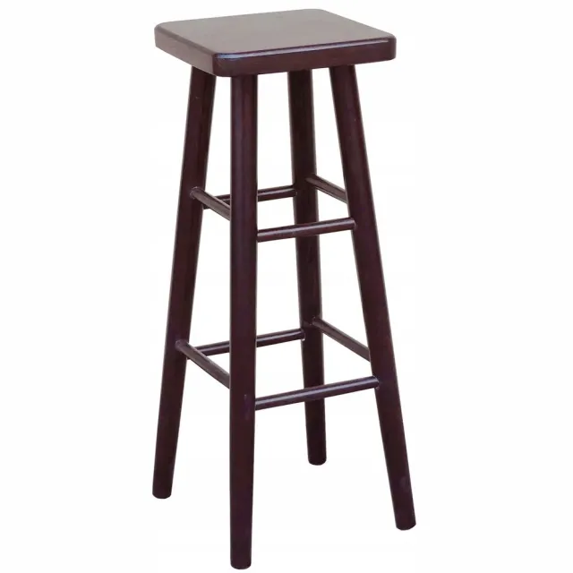 Metdrew Houten Bar Kruk 80cm - Massief Beuken, Donkerbruin (Noten)
