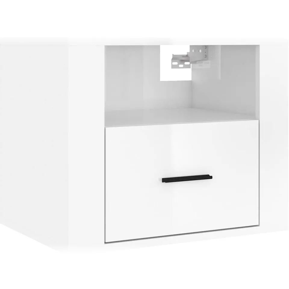vidaXL Nachtkastjes 2 st wandgemonteerd 50x36x40 cm hoogglans wit, foto 4