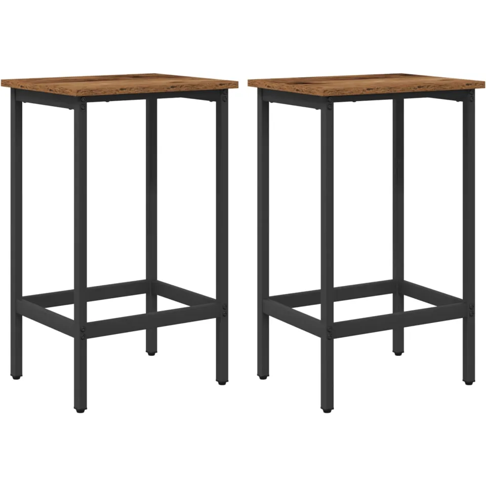 vidaXL Barkruk 2 st Oud hout 40 x 32 x 64 cm Bewerkt hout Bruin