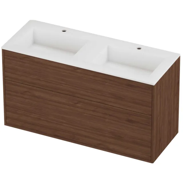 Proline Aristo Badmeubelset Polystone Elegant In Kader 120x46x67 cm Mat White Indian Walnut Houtlook