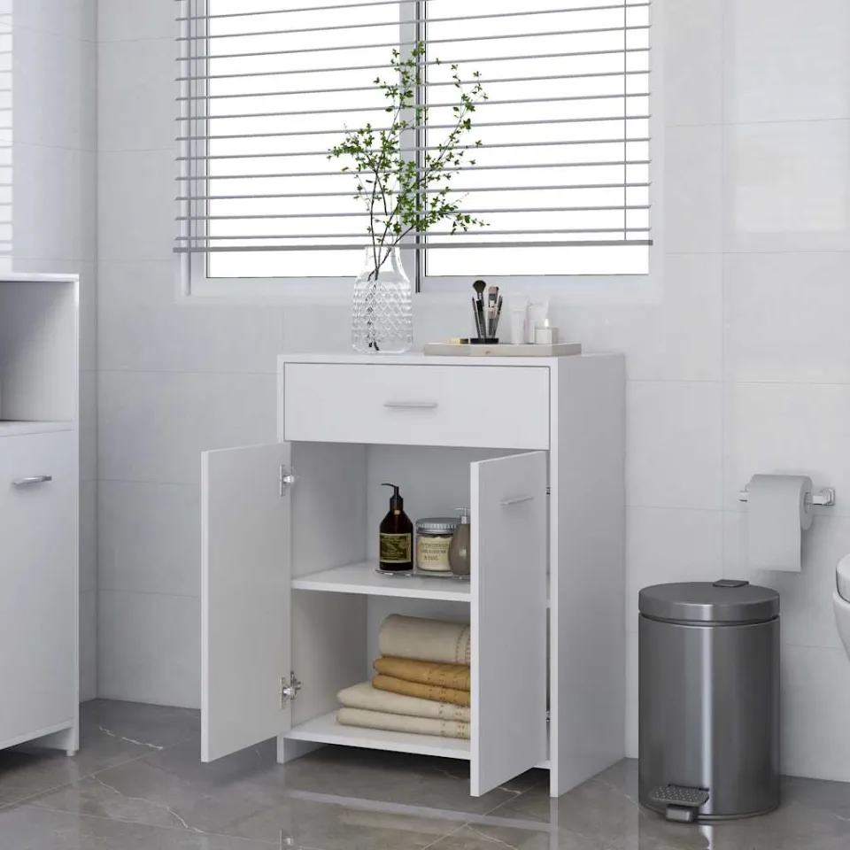 vidaXL Badkamerkast 60x33x80 cm bewerkt hout wit, foto 3