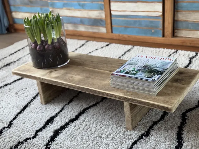 Chansteigerhout Lage Japanse koffietafel / salontafel behandeld met transparante beits. Houtkleur