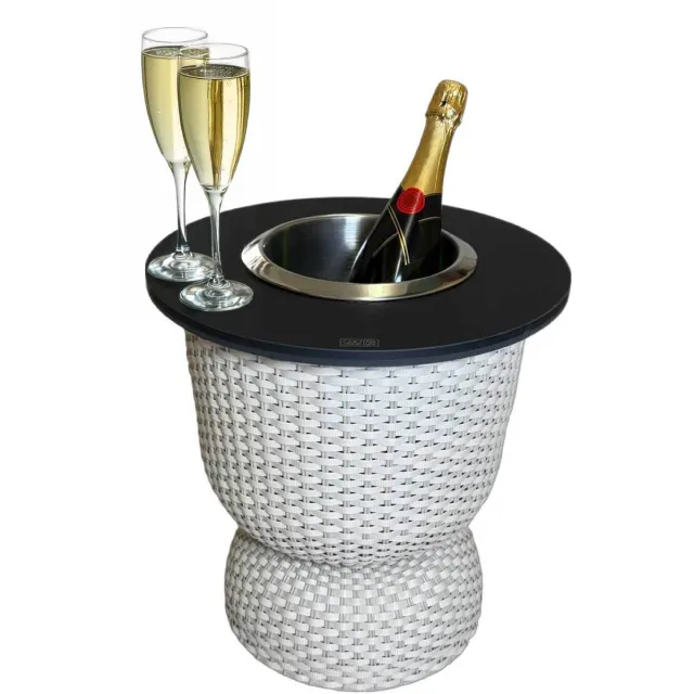 COOTAB Cooler Table 3-in-1 Loungetisch mit Edelstahl-Kühler Paris 43 cm champagner-schwarz