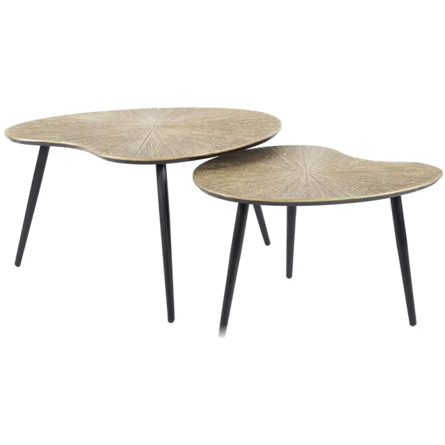 Giga Living Giga Meubel Salontafel Ray Metal - Niervormig - Brons Metaal - Set van 2