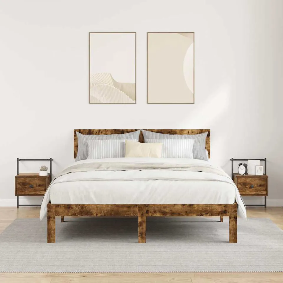 vidaXL Nachtkastjes 2 st wandgemonteerd 35x30x51 cm hout gerookt eiken, foto 3