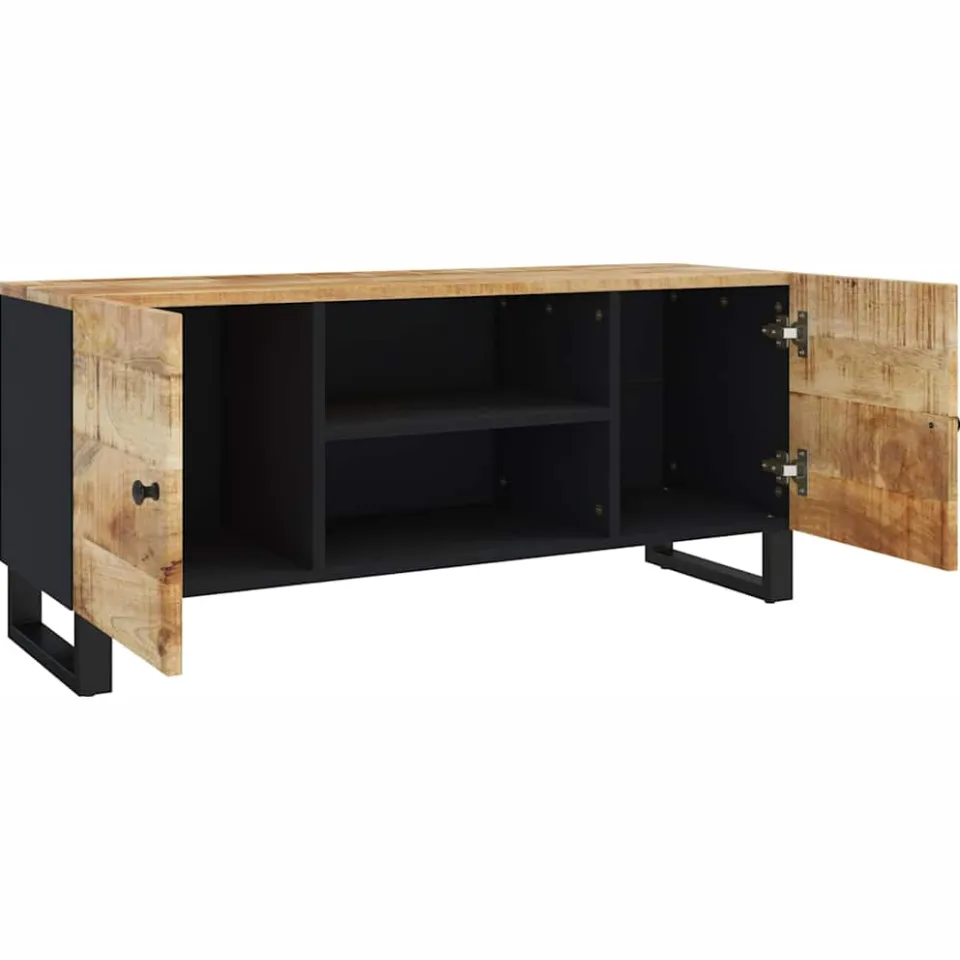 vidaXL Tv-meubel 105x33x46cm massief mangohout zwart, foto 4