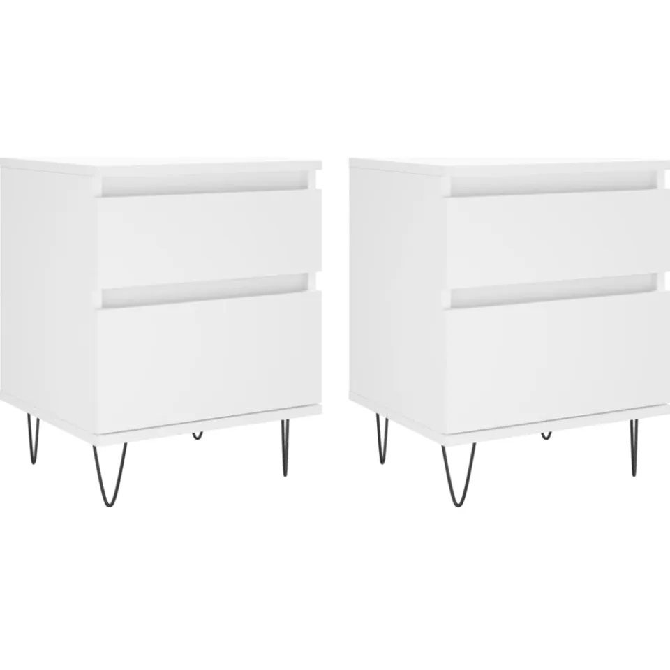 vidaXL Nachtkastjes 2 st 40x35x50 cm bewerkt hout wit, foto 3