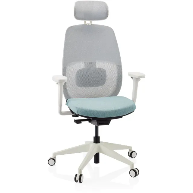 Ergonomische bureaustoel Skandis Pro met hoofdsteun mint / wit frame hjh OFFICE