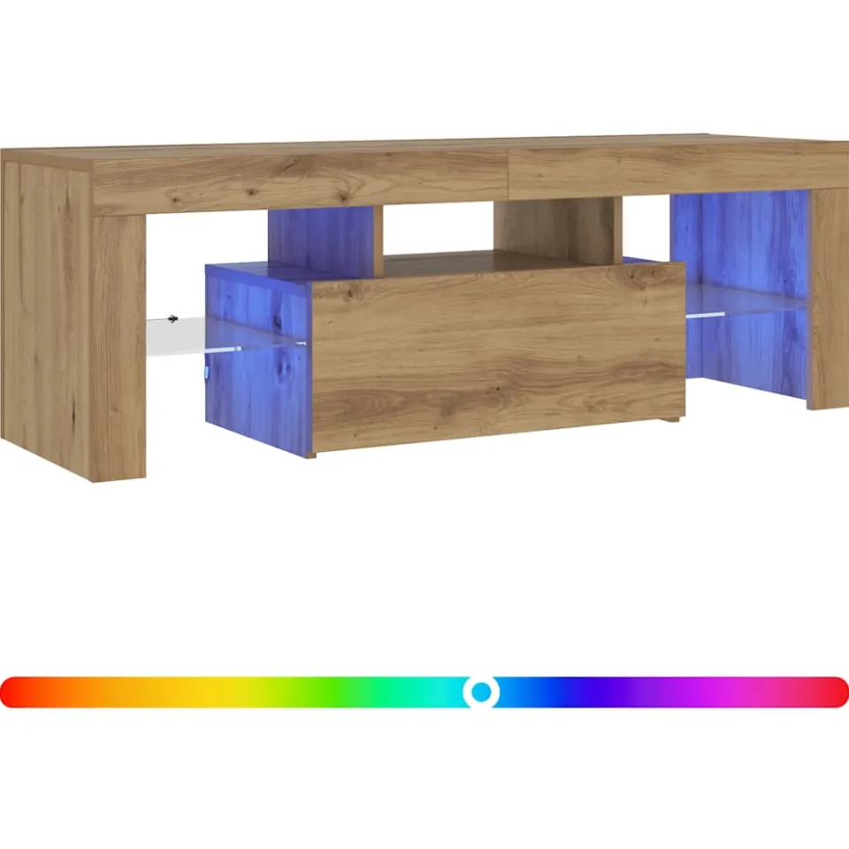 vidaXL Tv-meubel met LED 120x36,5x40 cm bewerkt hout artisanaal eiken Bruin