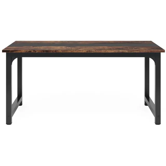 Tribesigns CYRO - Eetkamertafel - Eettafel - Keukentafel - Tafel voor 6-8 Personen - Metalen Poten - 80x160x75 cm - Industrieel - Bruin Rustiek Bruin