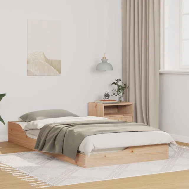 vidaXL Bedframe Bruin 75 x 190 cm Massief grenenhout Beige