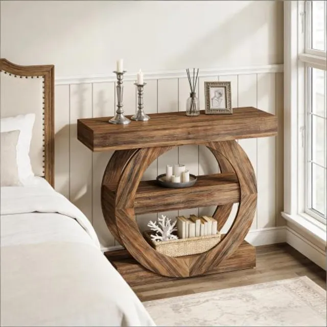 FloraGrace Consoletafel - Slank Modern Ontwerp - Voor Hal En Woonkamer - Bewerkt Hout - Bruin Wit
