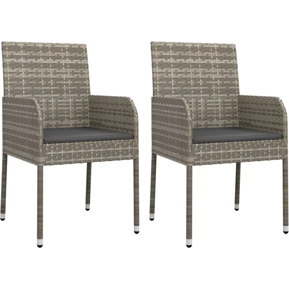 vidaXL 7-delige Tuinset met kussens poly rattan grijs, foto 3
