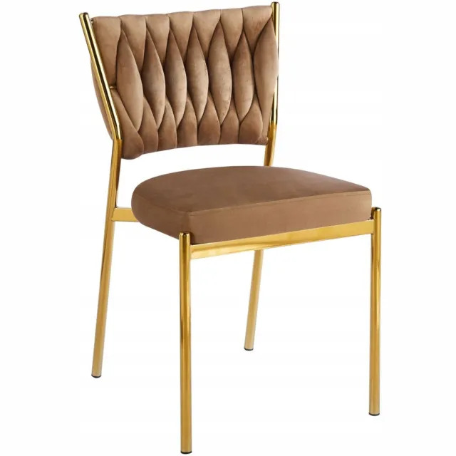 Furnitex Riviera 24 - Eetkamerstoel - Cappuccinokleurig fluweel - Goudkleurige poten Cappuccino;Goud