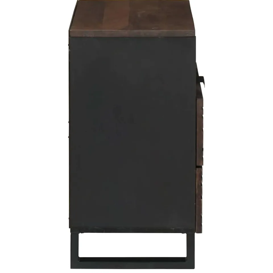 vidaXL Nachtkastje Walnotenhout 50 x 33 x 62 cm Bewerkt hout bruin, foto 4