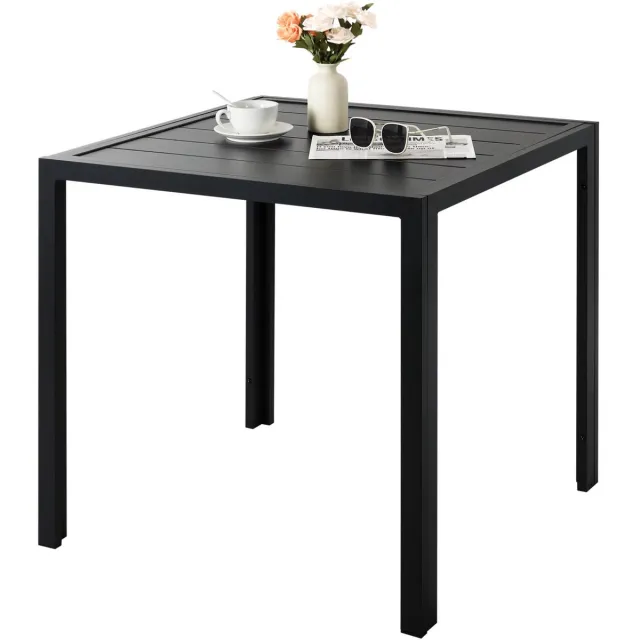 Bolt Edge Tuintafel - Buitentafel - Eettafel buiten - Weerbestendige Terrastafel - Rechthoekige Aluminium Tafel - 75x75x73 cm - Voor Tuin en Achtertuin - Zwart